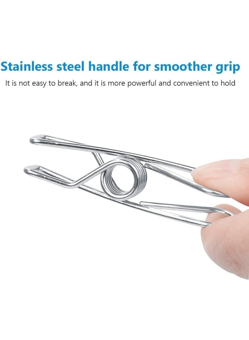 Clothes Pins Pegs, 30 Pieces Stainless Steel Windproof Laundry Hanging Wire Clips for Home Blanket Towel Clothes, 6.5cm/2.56 Inch (Silver) - Image 5